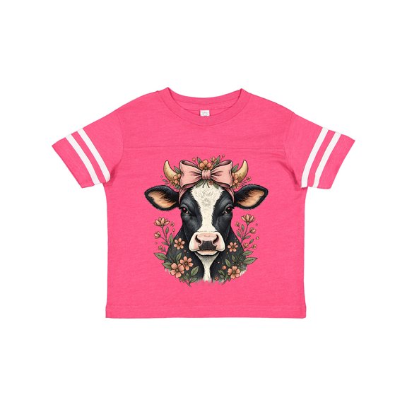 Inktastic Rustic Cow Flowered Bow Girls Toddler T-Shirt