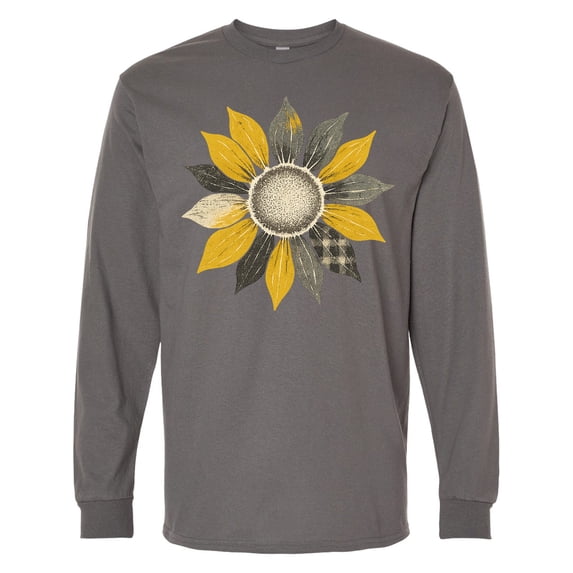 Inktastic Rustic Sunflower Vintage Botanical Long Sleeve T-Shirt