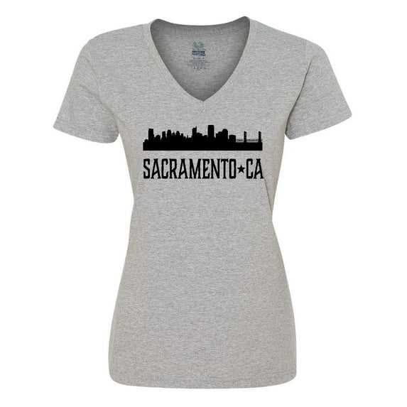 Inktastic Sacramento California City Skyline Women's V-Neck T-Shirt