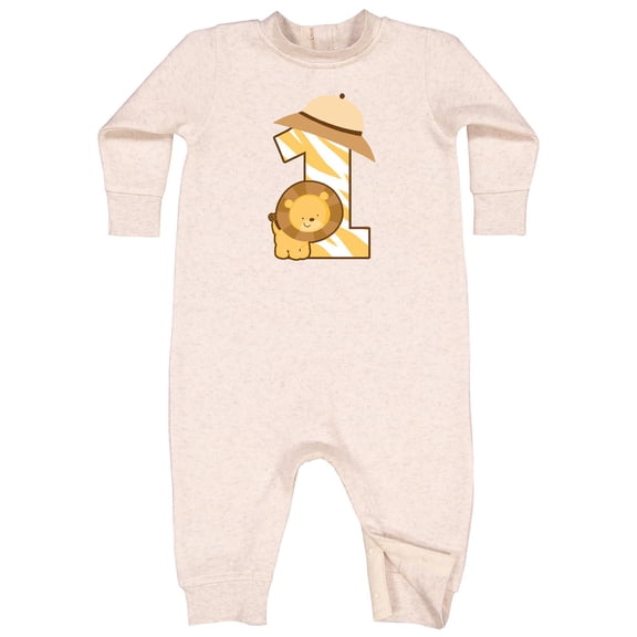 Inktastic Safari 1st Birthday Jungle Animal 1 Year Old Baby Fleece Romper