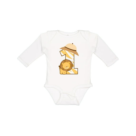 Inktastic Safari 1st Birthday Jungle Animal 1 Year Old Boys or Girls Long Sleeve Baby Bodysuit