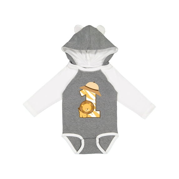 Inktastic Safari 1st Birthday Jungle Animal 1 Year Old Boys or Girls Long Sleeve Baby Bodysuit
