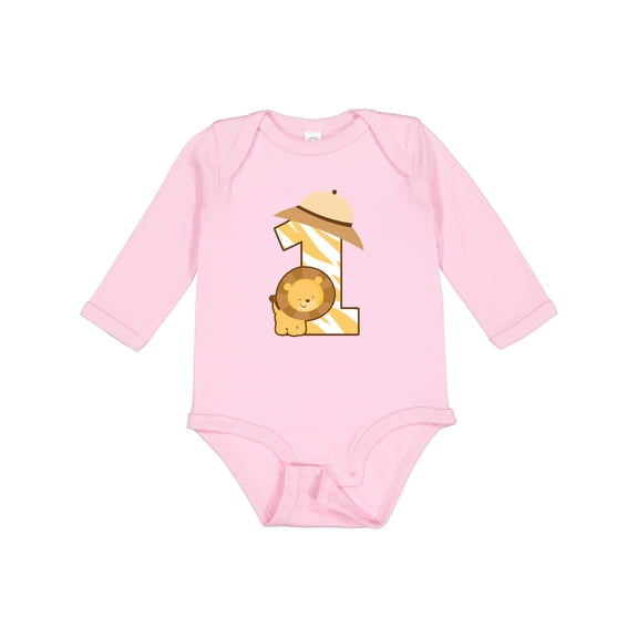 Inktastic Safari 1st Birthday Jungle Animal 1 Year Old Boys or Girls Long Sleeve Baby Bodysuit