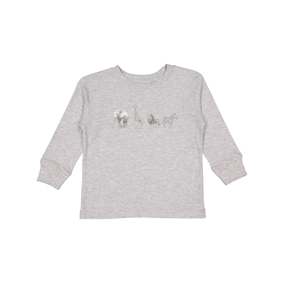 Inktastic Safari Animal Sketch Elephant Giraffe Lion Zebra Boys or Girls Long Sleeve Toddler T-Shirt