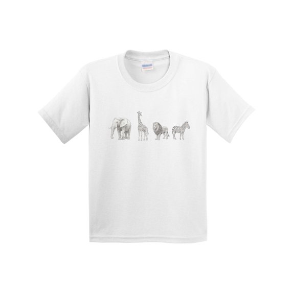 Inktastic Safari Animal Sketch Elephant Giraffe Lion Zebra Youth T-Shirt