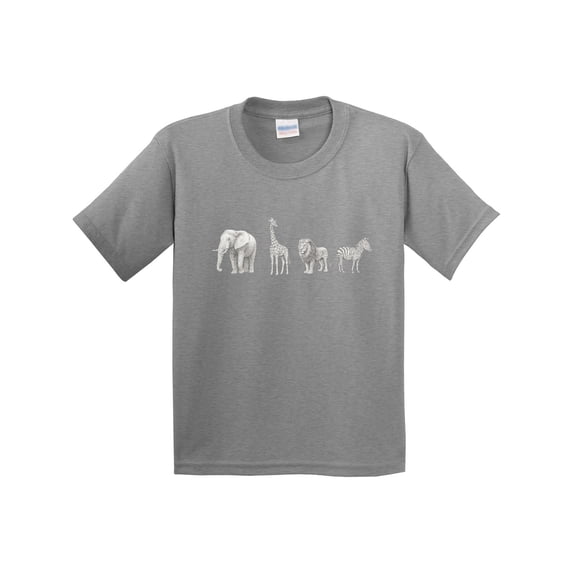 Inktastic Safari Animal Sketch Elephant Giraffe Lion Zebra Youth T-Shirt