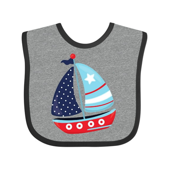 Inktastic Sailboat, Sailing Boat, Sails - Red Blue White Boys Baby Bib