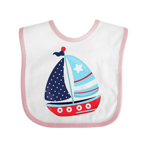 Inktastic Sailboat, Sailing Boat, Sails - Red Blue White Boys Baby Bib