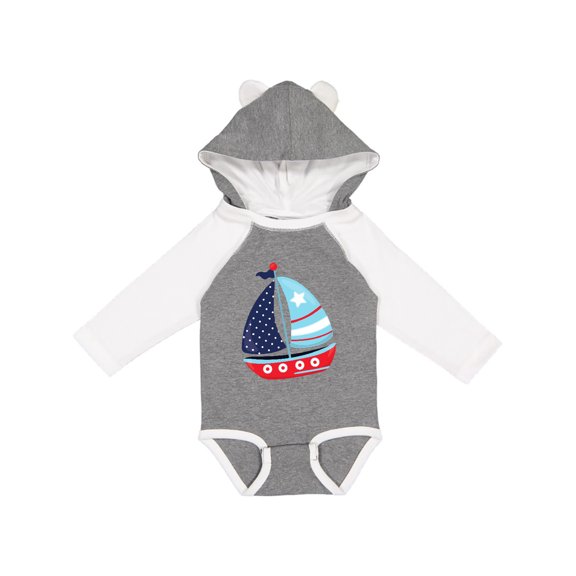 Inktastic Sailboat, Sailing Boat, Sails - Red Blue White Boys Long Sleeve Baby Bodysuit
