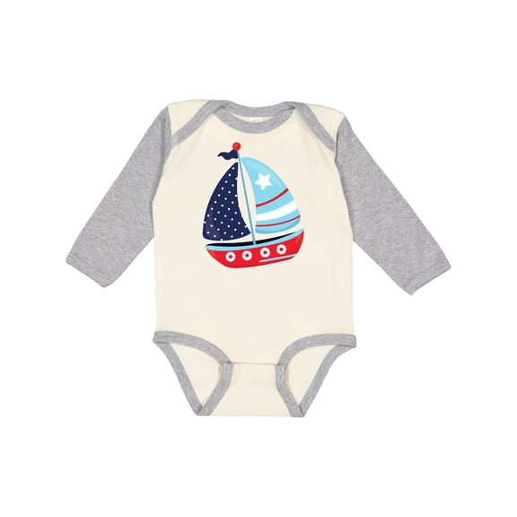 Inktastic Sailboat, Sailing Boat, Sails - Red Blue White Boys Long Sleeve Baby Bodysuit