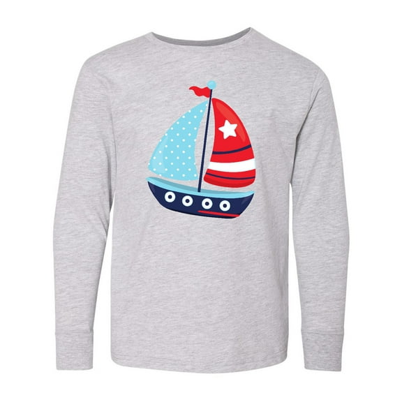 Inktastic Sailboat, Sailing Boat, Sails - Red White Blue Long Sleeve Youth T-Shirt