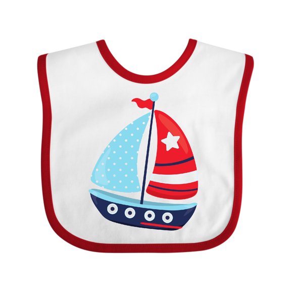 Inktastic Sailing Boat, Sailor, Sailing, Sails, Boat, Ship Boys Baby Bib