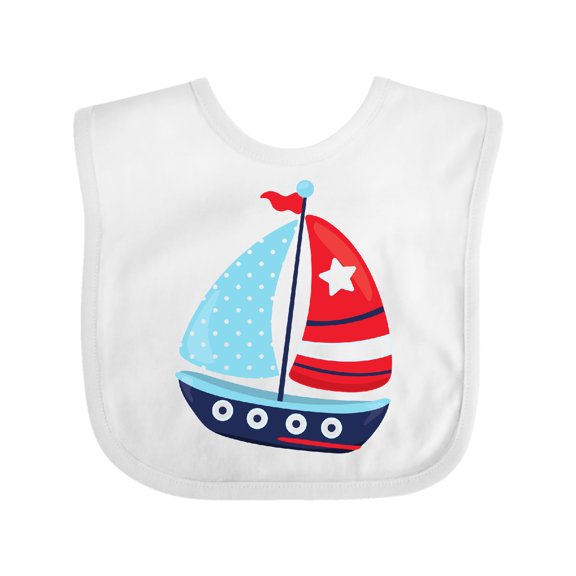 Inktastic Sailing Boat, Sailor, Sailing, Sails, Boat, Ship Boys Baby Bib