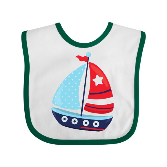 Inktastic Sailing Boat, Sailor, Sailing, Sails, Boat, Ship Boys Baby Bib