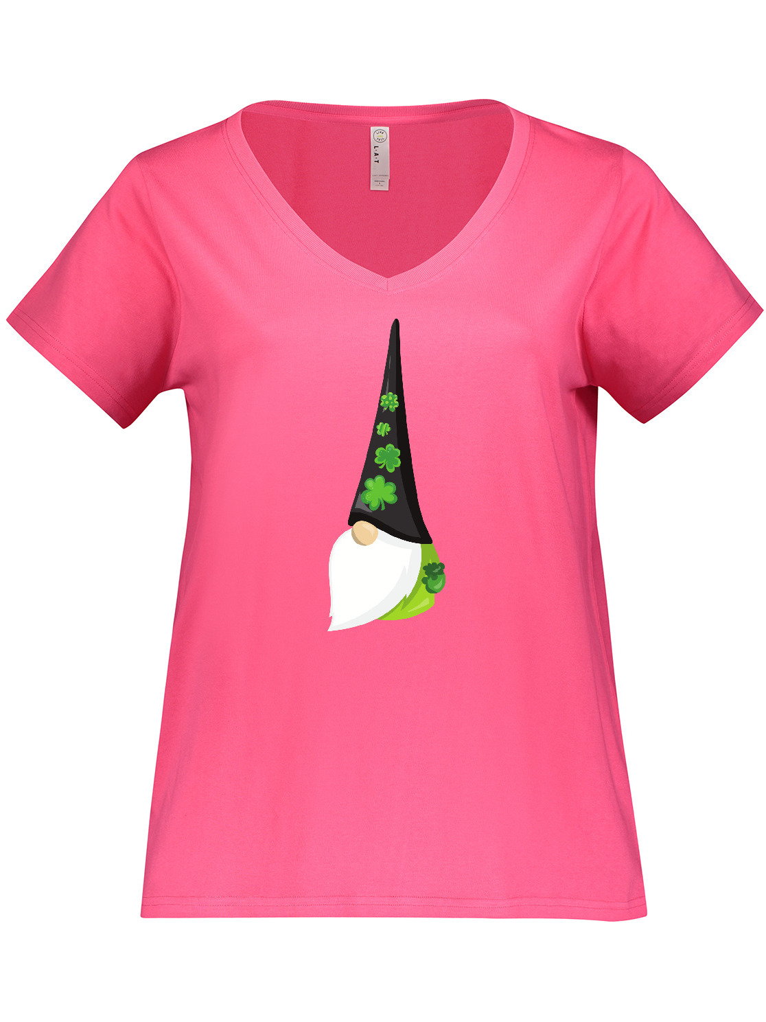 Inktastic Saint Patrick's Day Gnome, Gnome With Black Hat Women's Plus Size V-Neck T-Shirt - image 1 of 4