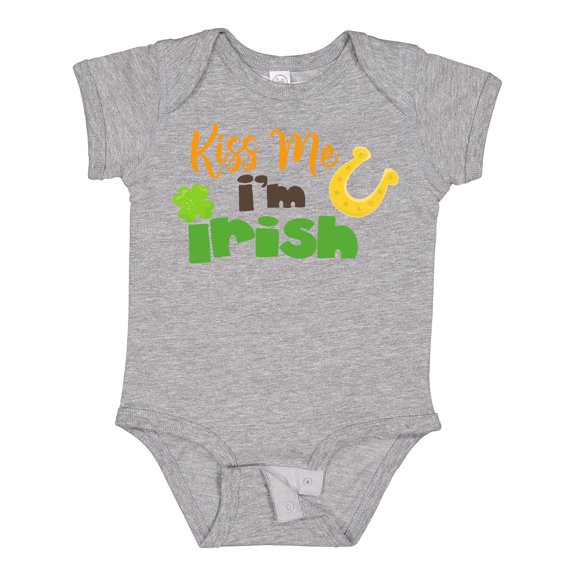 Inktastic Saint Patrick's Day, Kiss Me I'm Irish, Clovers Boys or Girls Baby Bodysuit
