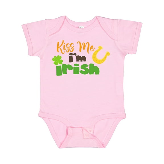 Inktastic Saint Patrick's Day, Kiss Me I'm Irish, Clovers Boys or Girls Baby Bodysuit