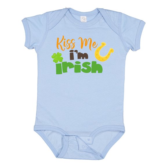 Inktastic Saint Patrick's Day, Kiss Me I'm Irish, Clovers Boys or Girls Baby Bodysuit