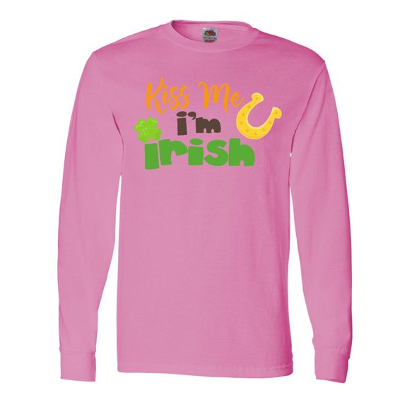 Inktastic Saint Patrick's Day, Kiss Me I'm Irish, Clovers Long Sleeve T-Shirt