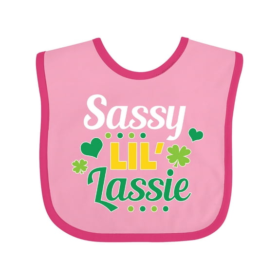 Inktastic Saint Patrick's Day Sassy Lil' Lassie with Shamrocks Boys or Girls Baby Bib