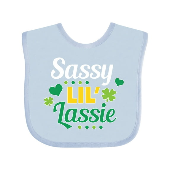 Inktastic Saint Patrick's Day Sassy Lil' Lassie with Shamrocks Boys or Girls Baby Bib