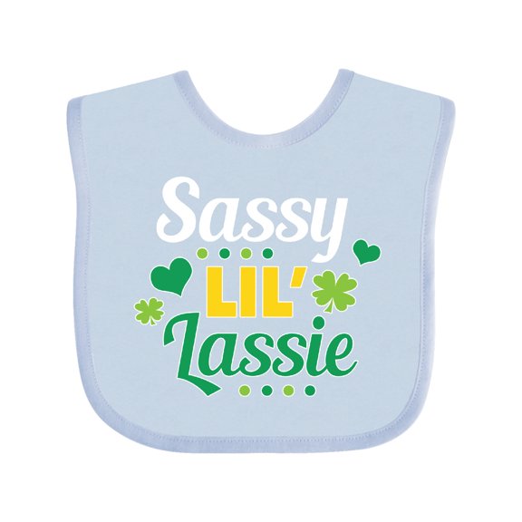 Inktastic Saint Patrick's Day Sassy Lil' Lassie with Shamrocks Boys or Girls Baby Bib