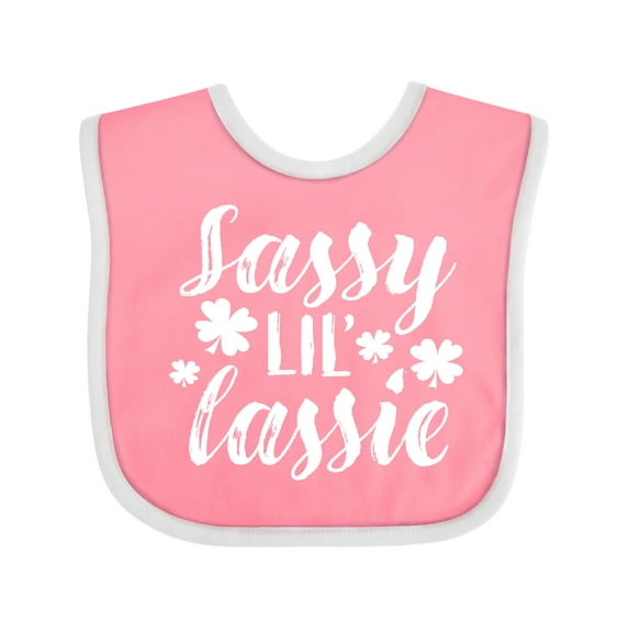 Inktastic Saint Patrick's Day Sassy Lil' Lassie with Shamrocks Boys or Girls Baby Bib