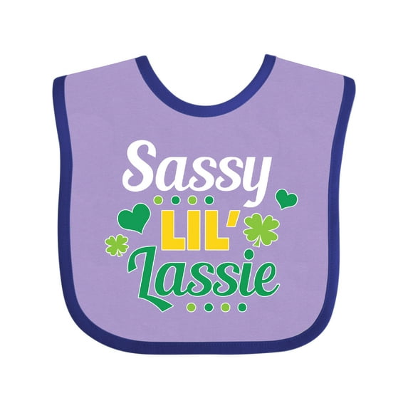 Inktastic Saint Patrick's Day Sassy Lil' Lassie with Shamrocks Boys or Girls Baby Bib