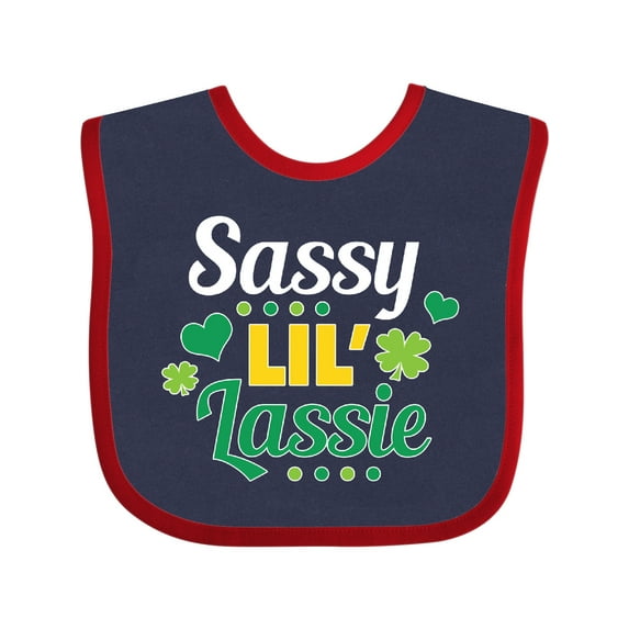 Inktastic Saint Patrick's Day Sassy Lil' Lassie with Shamrocks Boys or Girls Baby Bib