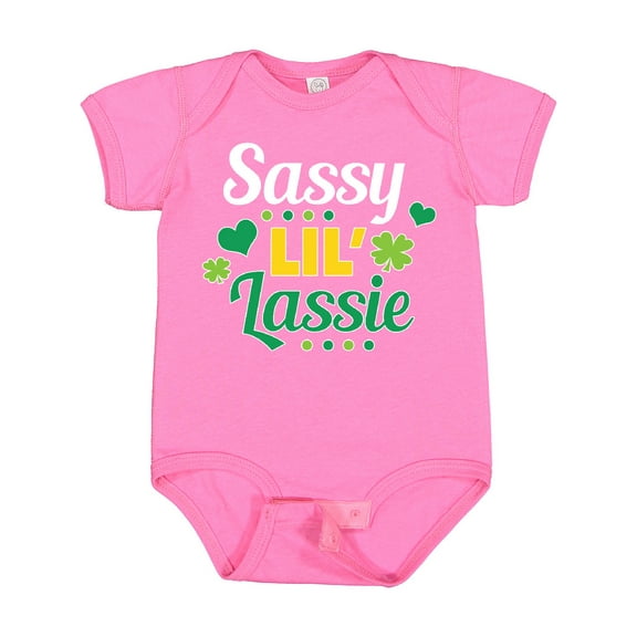 Inktastic Saint Patrick's Day Sassy Lil' Lassie with Shamrocks Boys or Girls Baby Bodysuit