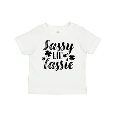 Inktastic Saint Patrick's Day Sassy Lil' Lassie with Shamrocks Boys or Girls Baby T-Shirt