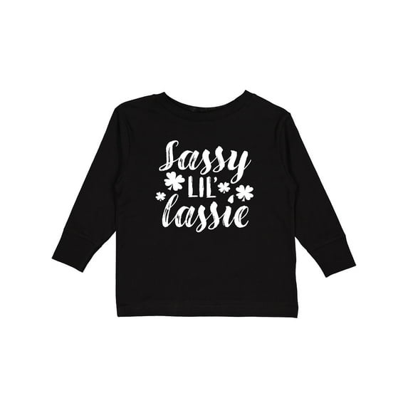 Inktastic Saint Patrick's Day Sassy Lil' Lassie with Shamrocks Boys or Girls Long Sleeve Toddler T-Shirt