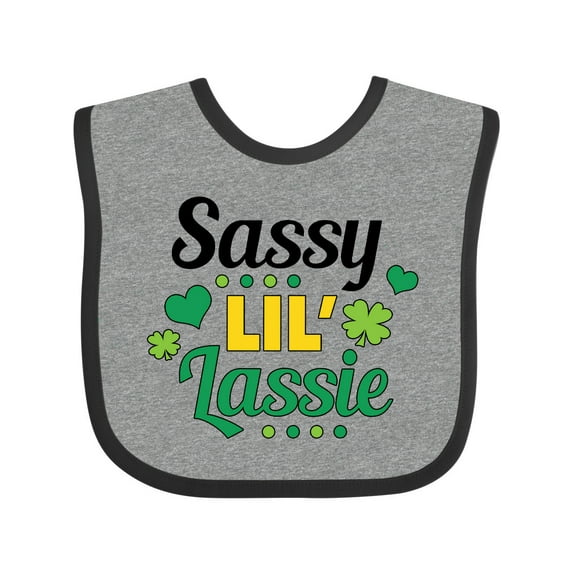 Inktastic Saint Patrick's Day Sassy Lil' Lassie with Shamrocks Girls Baby Bib