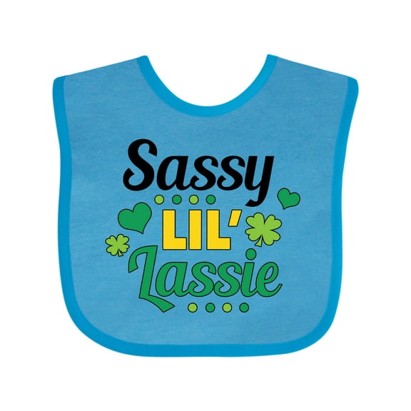 Inktastic Saint Patrick's Day Sassy Lil' Lassie with Shamrocks Girls Baby Bib