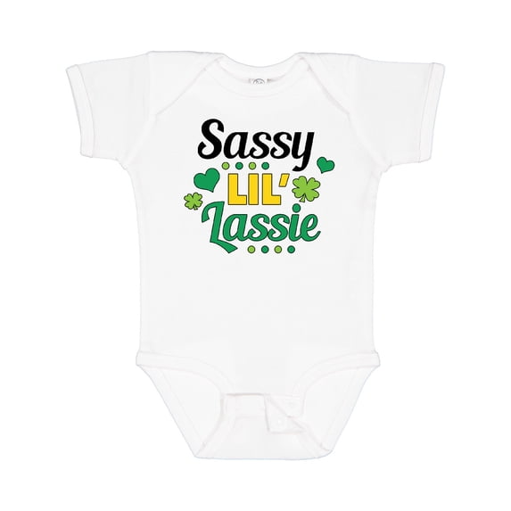 Inktastic Saint Patrick's Day Sassy Lil' Lassie with Shamrocks Girls Baby Bodysuit