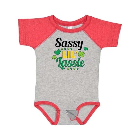 Inktastic Saint Patrick's Day Sassy Lil' Lassie with Shamrocks Girls Baby Bodysuit