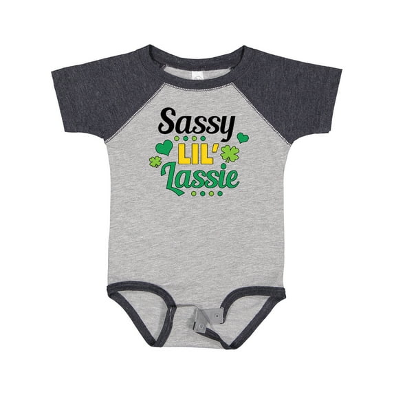 Inktastic Saint Patrick's Day Sassy Lil' Lassie with Shamrocks Girls Baby Bodysuit