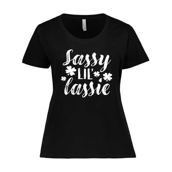 Inktastic Saint Patrick's Day Sassy Lil' Lassie with Shamrocks Women's Plus Size T-Shirt