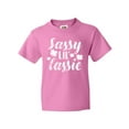 thumbnail image 1 of Inktastic Saint Patrick's Day Sassy Lil' Lassie with Shamrocks Youth T-Shirt, 1 of 5
