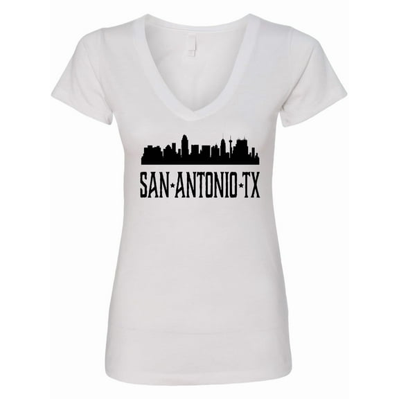 Inktastic San Antonio Texas City Skyline Women's V-Neck T-Shirt
