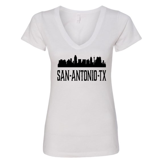 Inktastic San Antonio Texas City Skyline Women's V-Neck T-Shirt