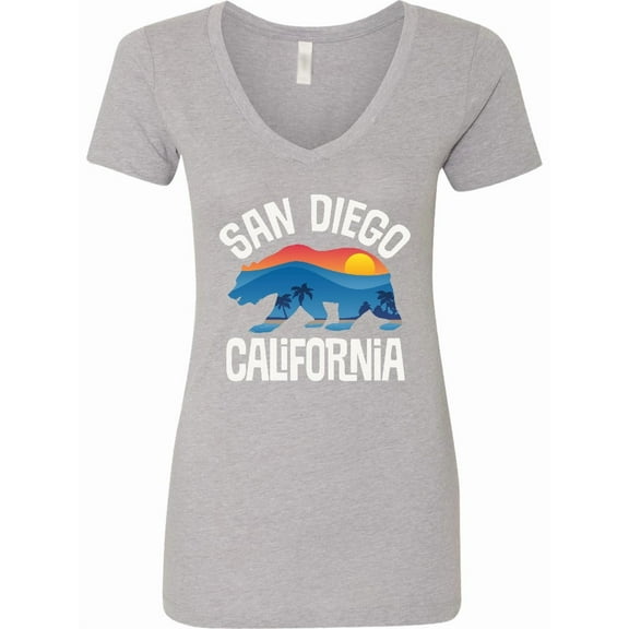 Inktastic San Diego California Bear Sunset Women's V-Neck T-Shirt