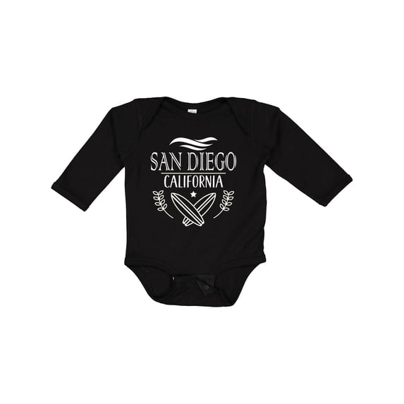 Inktastic San Diego California Cute Surfing Boys or Girls Long Sleeve Baby Bodysuit