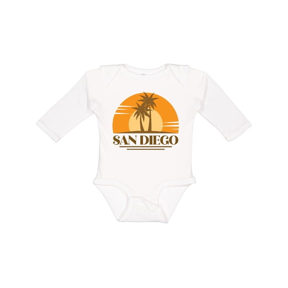 Inktastic San Diego California Retro Sunset Boys or Girls Long Sleeve Baby Bodysuit