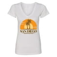thumbnail image 1 of Inktastic San Diego California Retro Sunset Women's V-Neck T-Shirt, 1 of 5