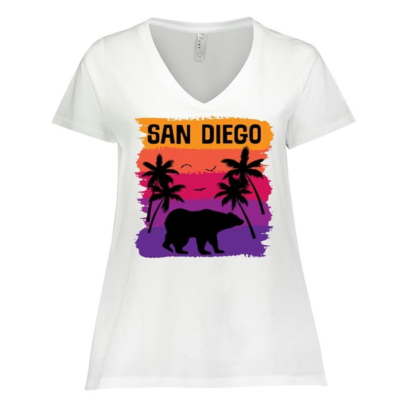 Inktastic San Diego California Sunset Women's Plus Size V-Neck T-Shirt