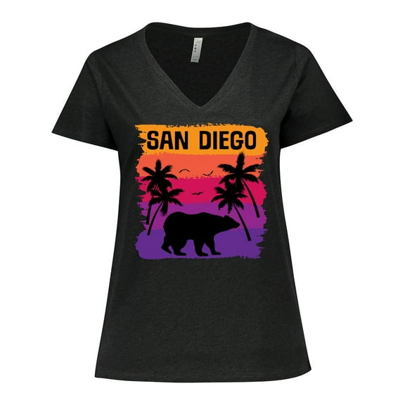 Inktastic San Diego California Sunset Women's Plus Size V-Neck T-Shirt