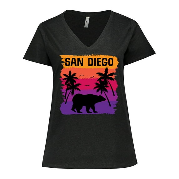 Inktastic San Diego California Sunset Women's Plus Size V-Neck T-Shirt