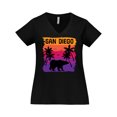 thumbnail image 1 of Inktastic San Diego California Sunset Women's Plus Size V-Neck T-Shirt, 1 of 5