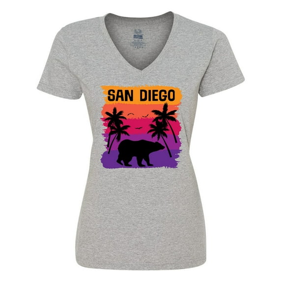 Inktastic San Diego California Sunset Women's V-Neck T-Shirt